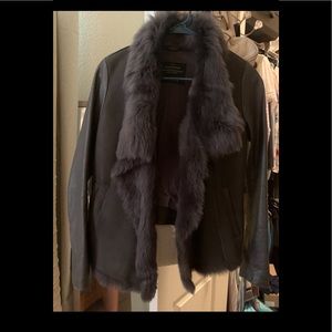 All Saints leather and fur jacket